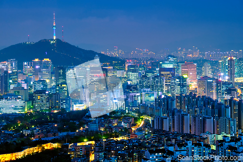 Image of Seoul skyline in the night, South Korea.