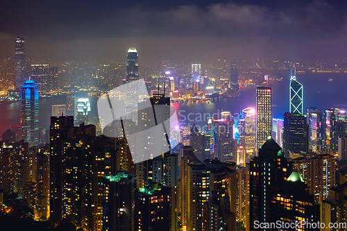 Image of Hong Kong skyscrapers skyline cityscape view