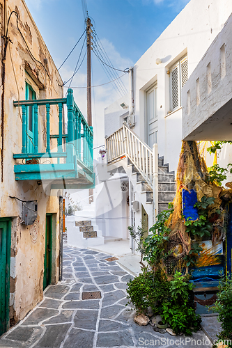 Image of Picturesque Naousa town street on Paros island, Greece