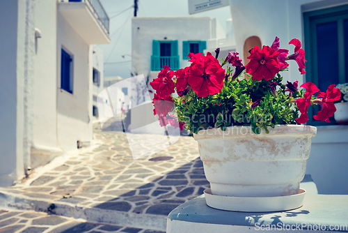 Image of Picturesque Naousa town street on Paros island, Greece