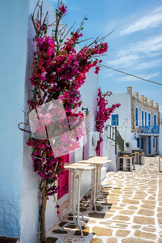 Image of Picturesque Naousa town street on Paros island, Greece