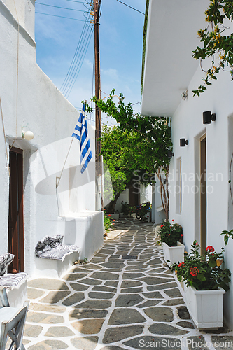 Image of Picturesque Naousa town street on Paros island, Greece