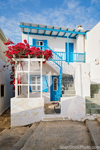 Image of Picturesque Naousa town street on Paros island, Greece