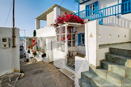 Image of Picturesque Naousa town street on Paros island, Greece