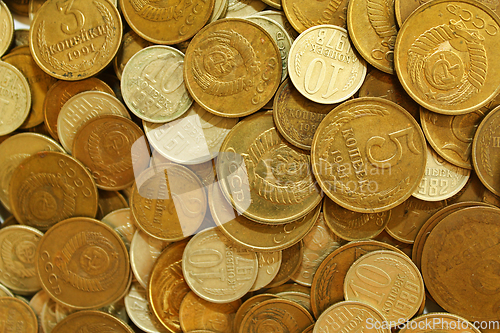Image of Soviet union coins close-up background