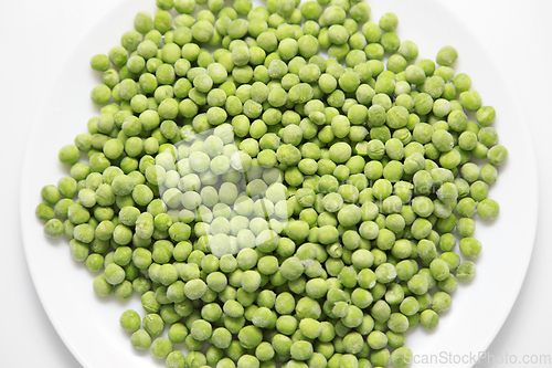 Image of Frozen green peas on a plate