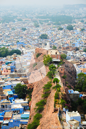 Image of Aerial view of Jodhpur Blue City. Jodphur, Rajasthan, India