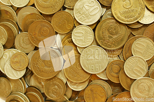 Image of Soviet union coins close-up background
