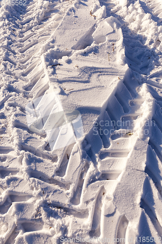 Image of Traces of the car on the snow