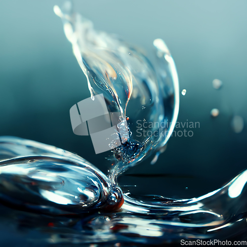 Image of Water splash closeup. Blue transparent water. 