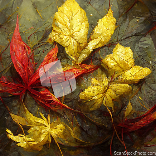 Image of Autumn pattern with colorful red and yellow leaves for your crea