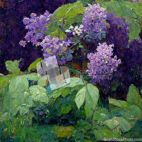 Image of Lilac garden, beautiful flowers. Beauty in nature. Beautiful lil