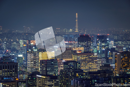 Image of Seoul skyline in the night, South Korea.