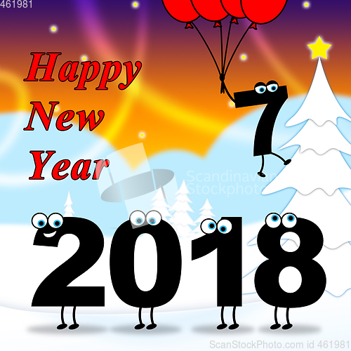 Image of Twenty Eighteen Indicates 2018 New Year 3d Illustration