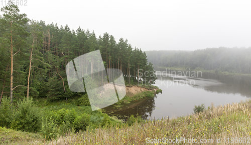 Image of river in cloudy foggy weather