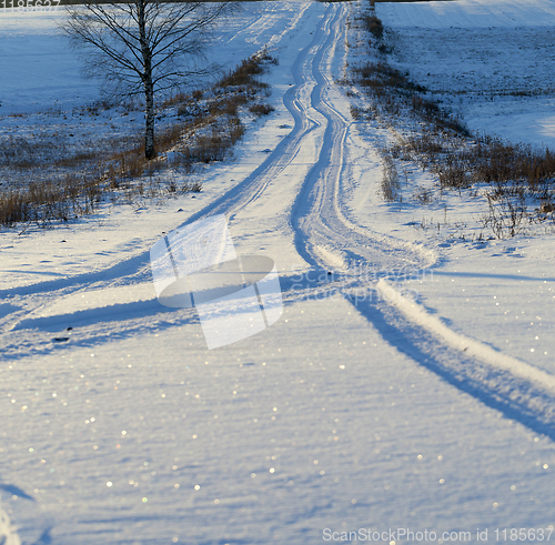 Image of Track on a snow-covered road