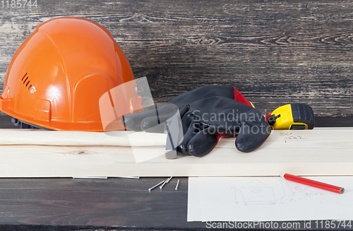 Image of orange construction helmet