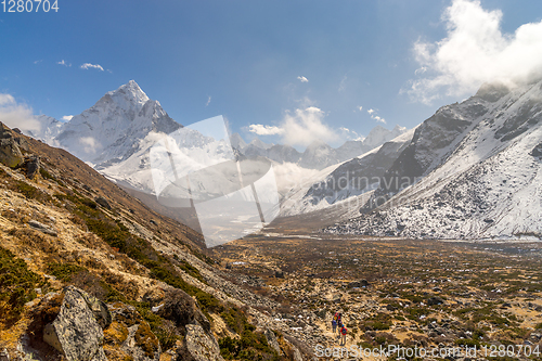 Image of Ama Dablam summit in Himalayas Nepal