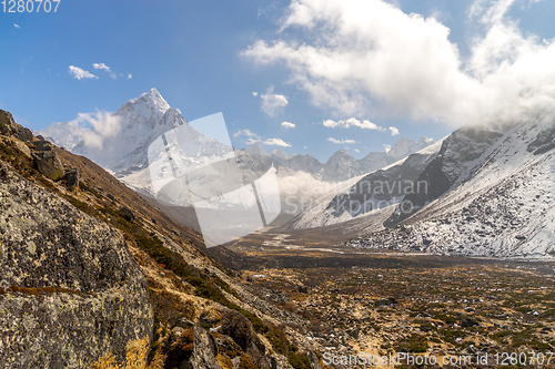 Image of Ama Dablam summit in Himalayas Nepal