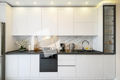 Image of White kitchen in classic style