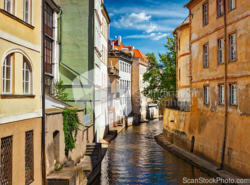 Image of Mala Strana canal and houses in Prague