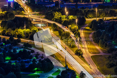 Image of German autobahn road. Munich, Bavaria, Germany