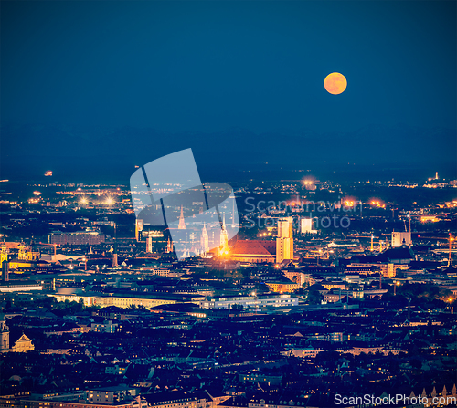 Image of Night aerial view of Munich, Germany