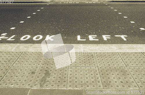 Image of Vintage looking Look Left sign