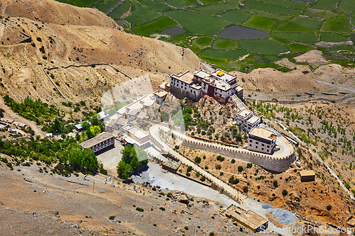 Image of Aerial view of Ki Gompa monastery, Spiti Valley, Himachal Prades