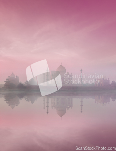 Image of Taj Mahal on sunrise sunset, Agra, India