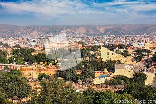 Image of Panorama of aerial view of Jaipur, Rajasthan, India