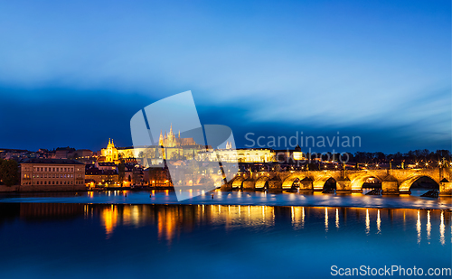 Image of Panorama of Charles Bridge (Karluv most) and Prague Castle