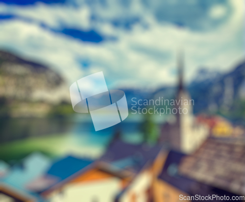 Image of Austria blurred background Hallstatt village