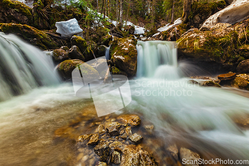 Image of Cascade of Sibli-Wasserfall. Rottach-Egern, Bavaria, Germany