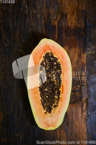 Image of Creative layout made of papaya. Flat lay. Food concept.