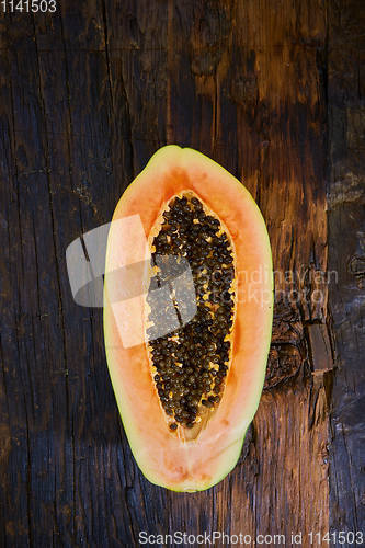 Image of Creative layout made of papaya. Flat lay. Food concept.