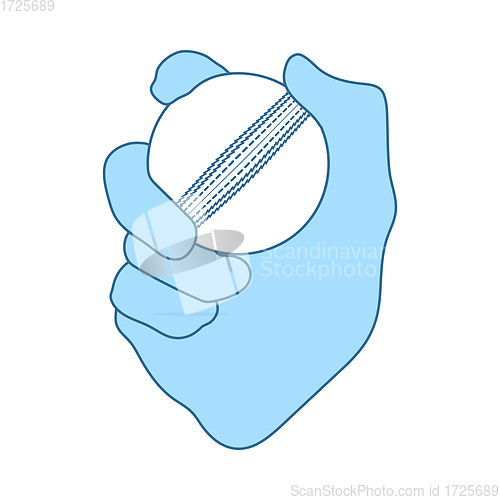 Image of Hand Holding Cricket Ball Icon