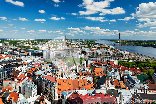 Image of Aerial view of Riga from St. Peter's Church, Riga, Latvia