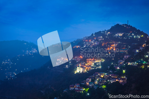 Image of Night view of Shimla town, Himachal Pradesh, India