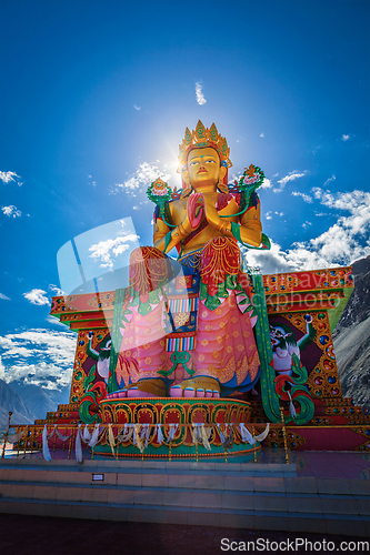 Image of Buddha Maitreya statue in Diskit Gompa. Nubra Valley. Ladakh, In