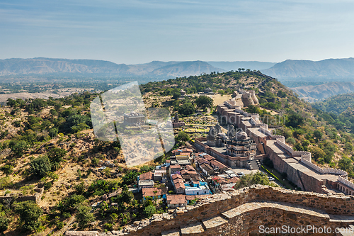 Image of Temples and houses inside Kumbhalgarh fort. Rajasthan, India