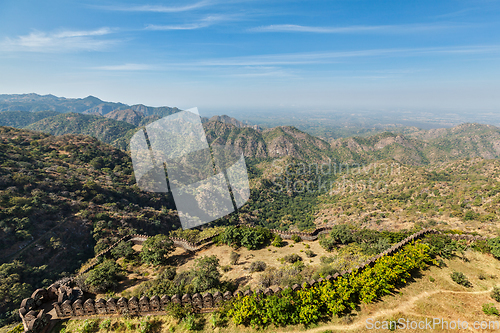 Image of View of Kumbhalgrh fort walls. Rajasthan, India