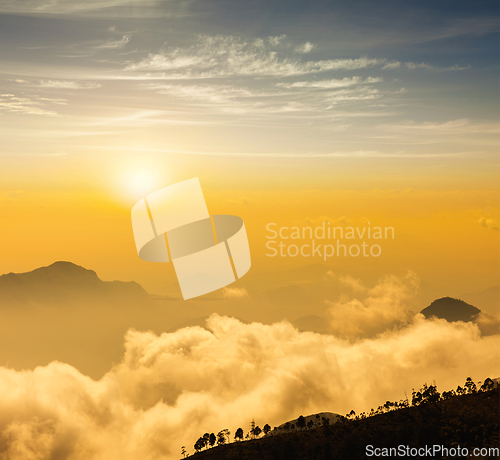 Image of Mountains in clouds. Kodaikanal, Tamil Nadu