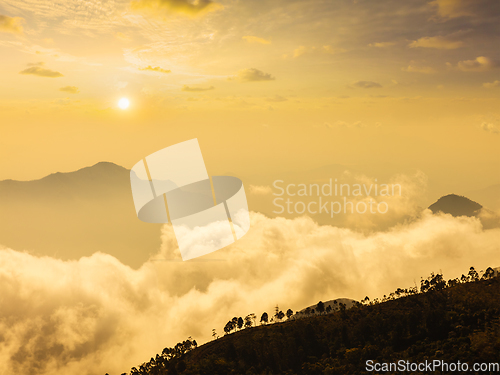 Image of Mountains in clouds. Kodaikanal, Tamil Nadu