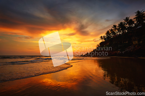 Image of Sunset on Varkala beach, Kerala, India