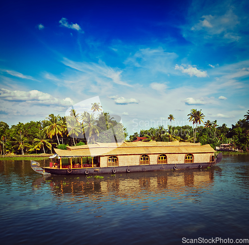 Image of Houseboat on Kerala backwaters, India