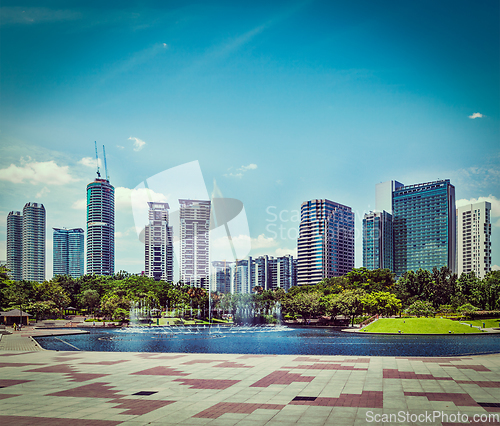 Image of Vintage retro hipster style travel image of skyline of Central B