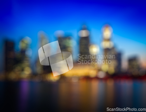 Image of Blurred defocused background of Singapore skyline