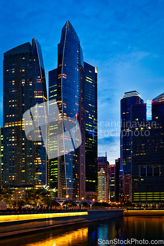 Image of Singapore downtown in evening