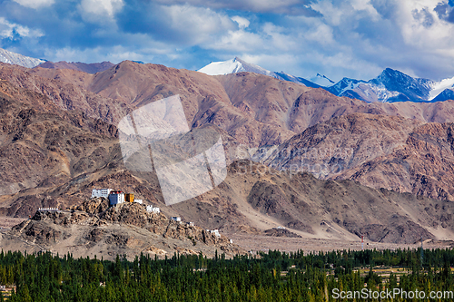 Image of Thiksey gompa Buddhist monastery in Himalayas.